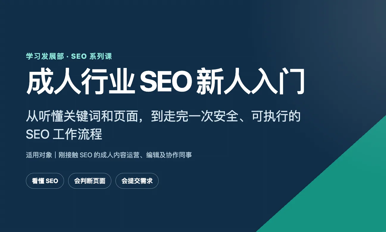 SEO系列课  - 成人行业 SEO 新人入门